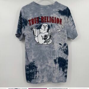True Religion Men's Buddha Logo Blue Tie Dye Short Sleeve Tee Sz. M